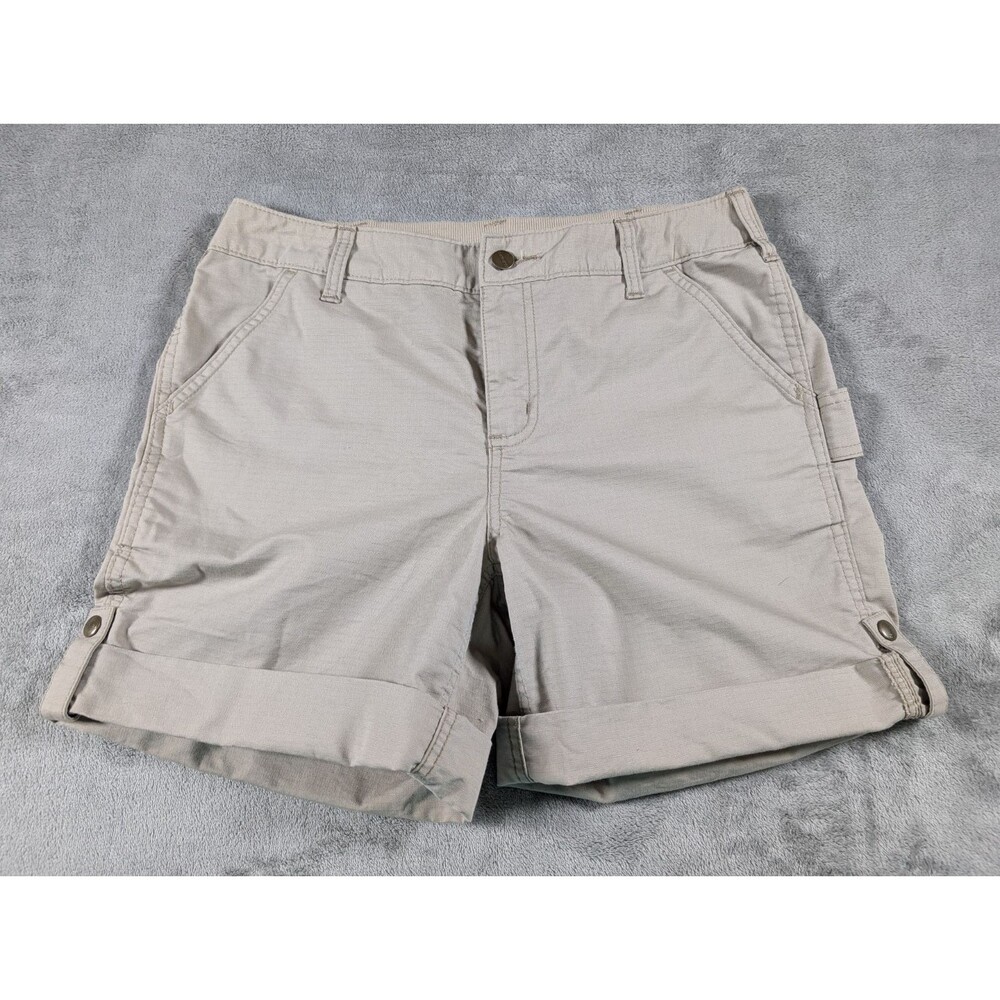 Carhartt Smithville Ripstop Shorts Womens 10 Tan Mid Rise Workwear Pockets - Picture 2 of 12